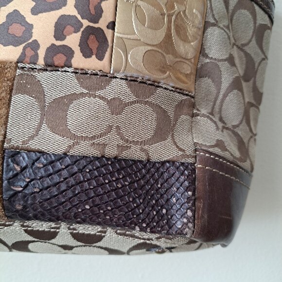 Coach Vintage Patchwork Tote Bag Brown Earth Tones - Picture 12 of 15